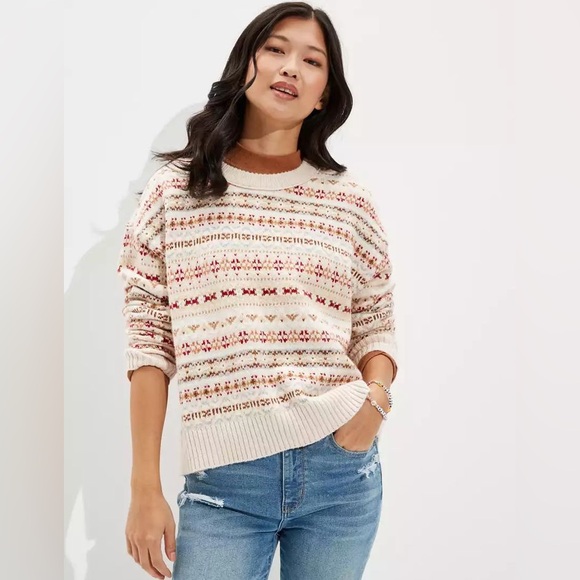 American Eagle Outfitters Sweaters - Vintage American Eagle Holiday Fair Isle Winter Pop Over Sweater